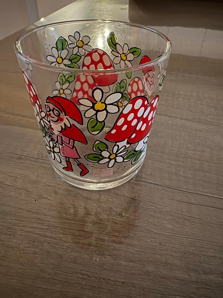 Leuk Blond Amsterdam Glas met Kabouters, Overige kleuren, Ophalen of Verzenden, Minder dan 50 cm, Glas
