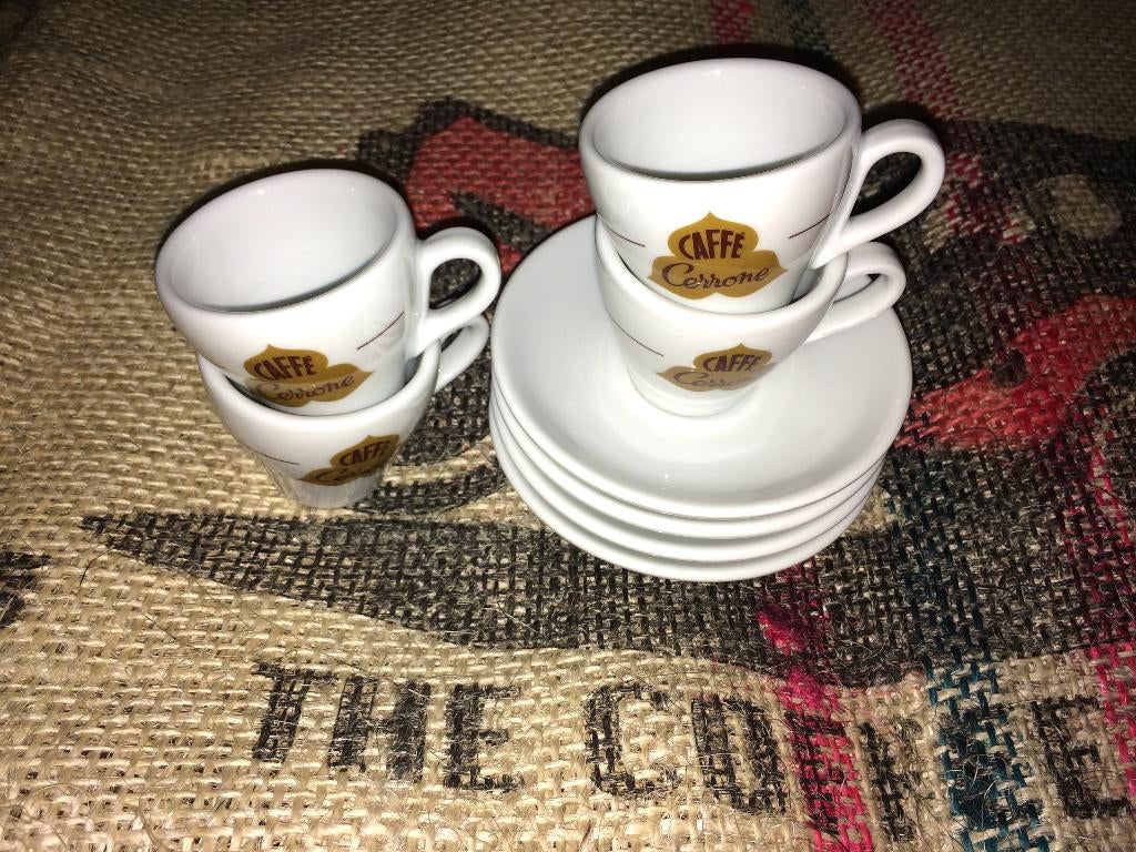 4x single espresso kopjes van Caffè Cerrone | Italië / Italy, Ophalen of Verzenden, Zo goed als nieuw, Overige stijlen, Kop(pen) en/of Schotel(s)