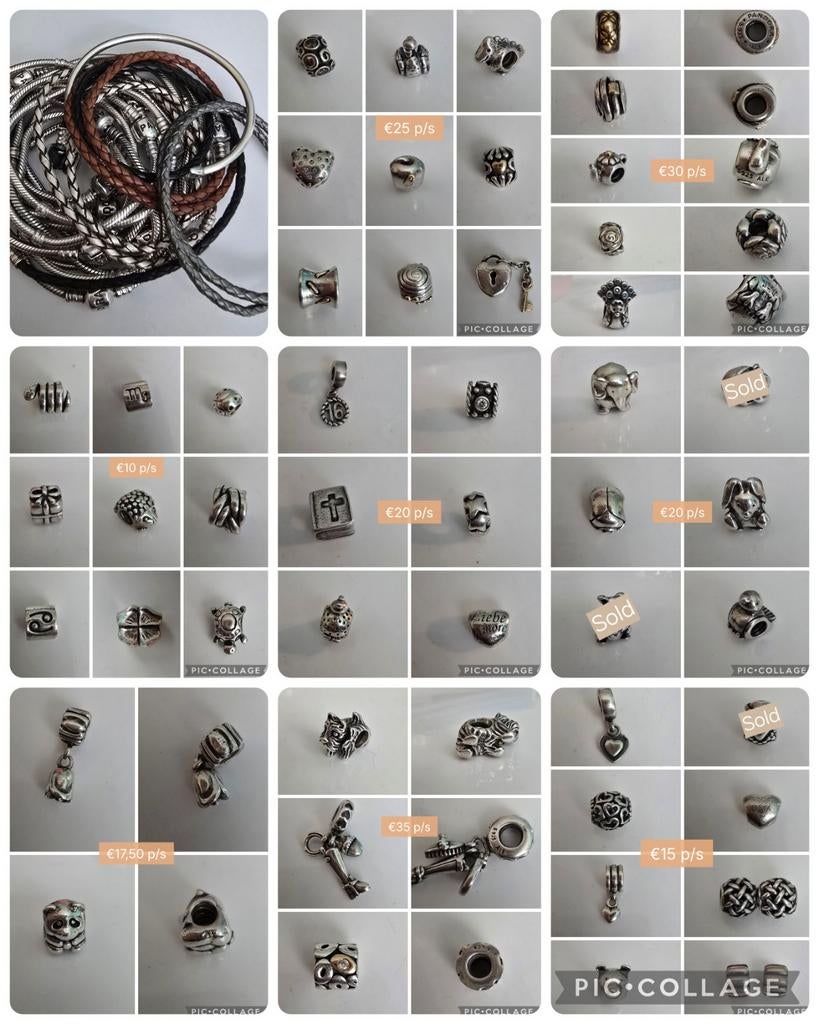 Zilveren Pandora bedels/armbanden/kettingen oa met goud, Sieraden, Tassen en Uiterlijk, Bedels, Pandora, Ophalen of Verzenden