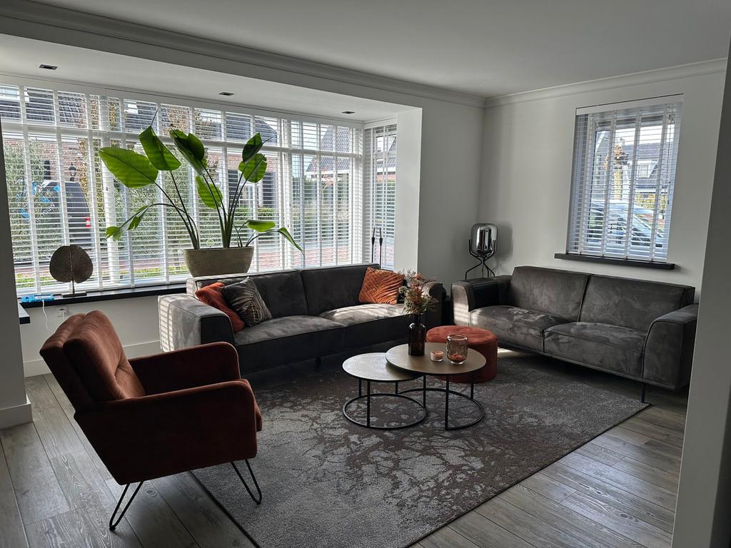 Bank 2x , terracotta fauteuil & kleed & salon tafels, Ophalen, Gebruikt, Stof