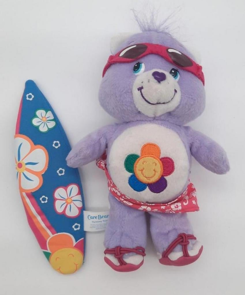 Troetelbeer / Care Bears Harmony met surfplank uit 2005, Ophalen of Verzenden, Zo goed als nieuw, Beer