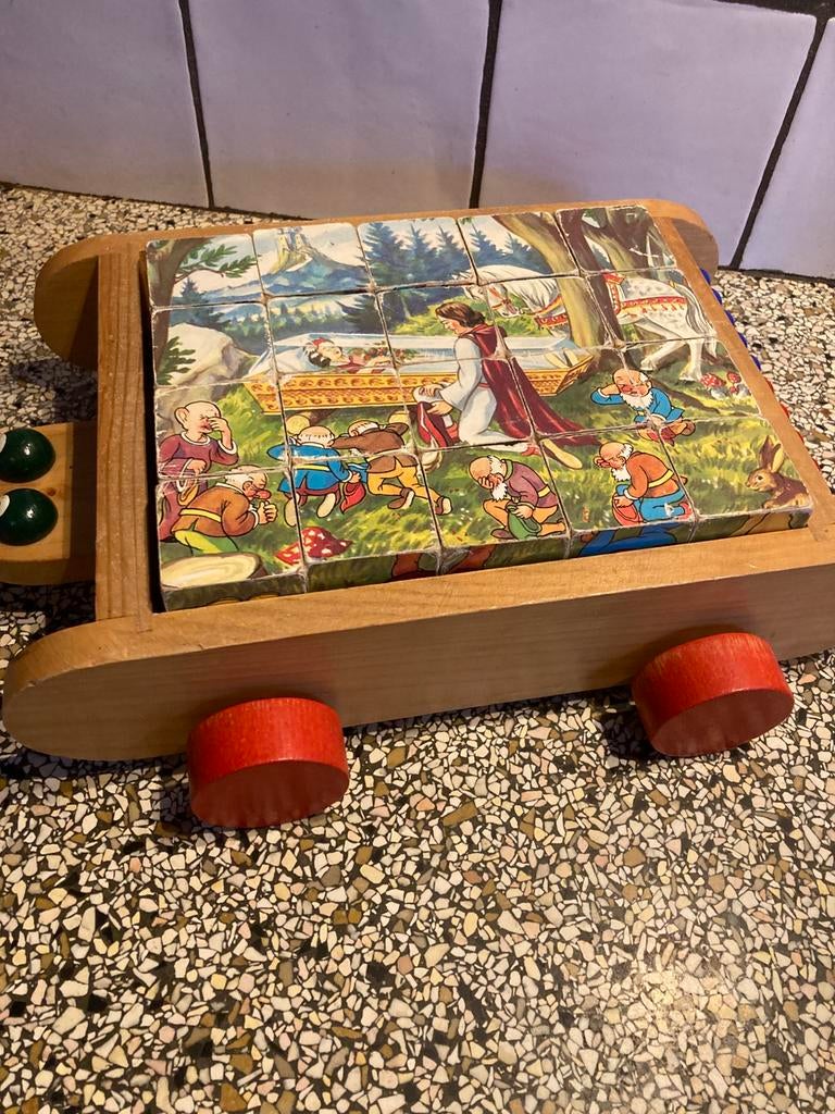 Blokkenkar met sprookjes puzzel, Antiek en Kunst, Ophalen of Verzenden