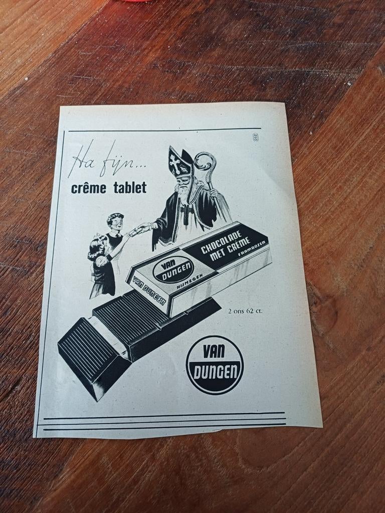 Advertentie van Dungen chocolade Sinterklaas 1948, Ophalen of Verzenden, Zo goed als nieuw