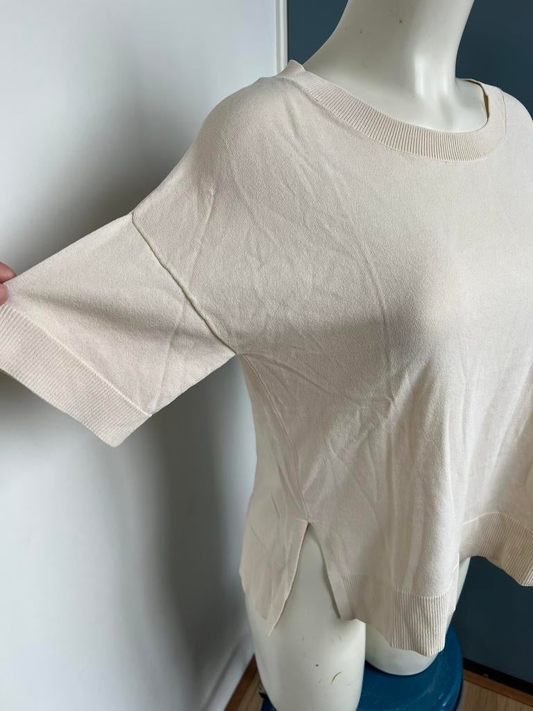 Selected oversized creme-wit truitje xs dun gebreid, Wit, Ophalen of Verzenden, Zo goed als nieuw, Korte mouw