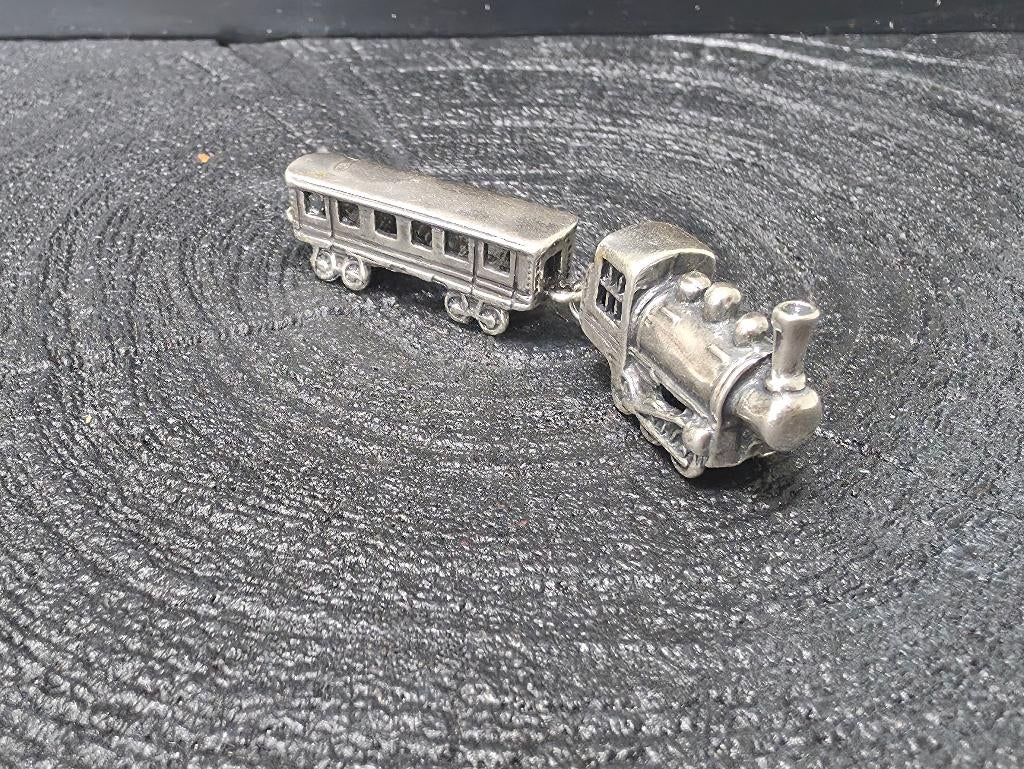 Zilveren miniatuur treintje/locomotief, Verzenden, Zilver