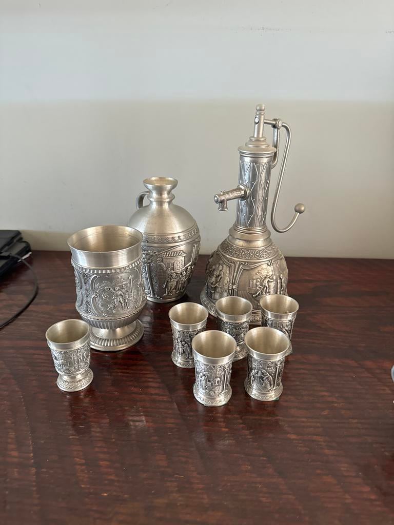 Antieke tinnen set SKS Zinn 95%, Ophalen