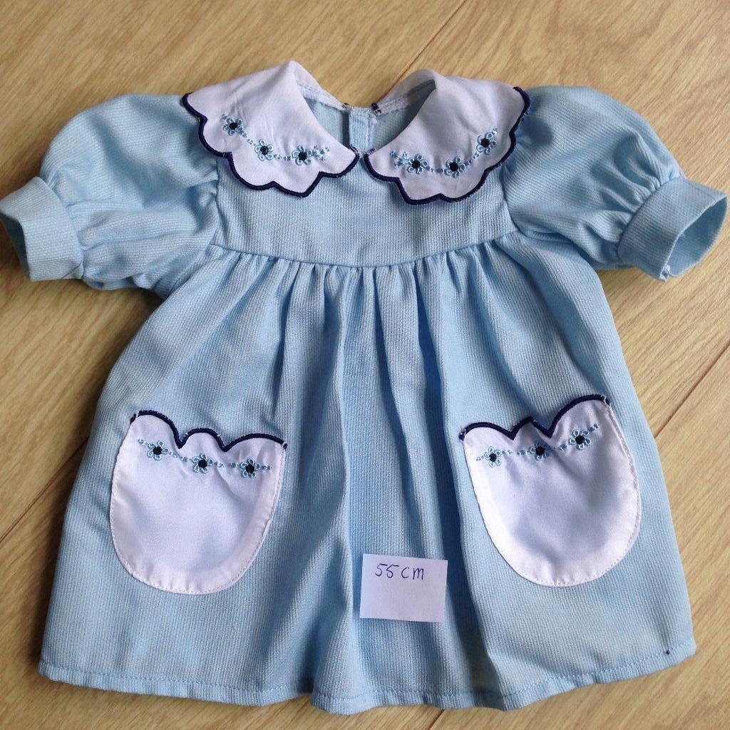 🩵Mooi Vintage Lichtblauw POPPENJURKJE voor 55 cm pop., Ophalen of Verzenden, Zo goed als nieuw, Kleertjes