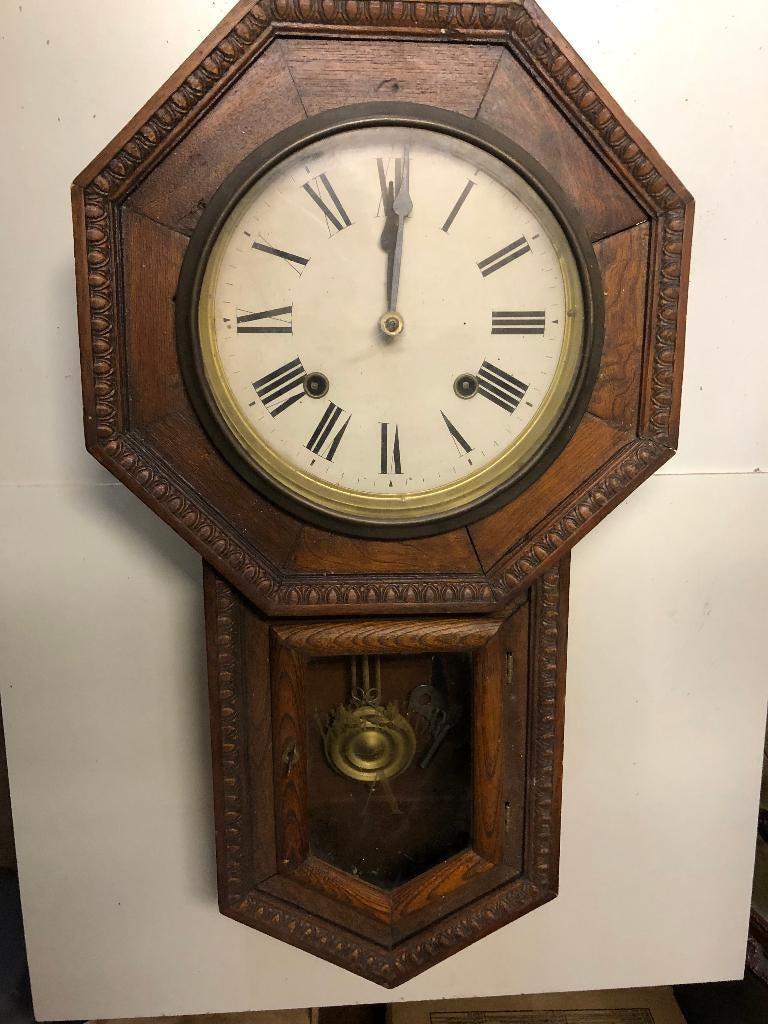 Antieke Pub Klok, Antiek en Kunst, Antiek | Klokken, Ophalen of Verzenden