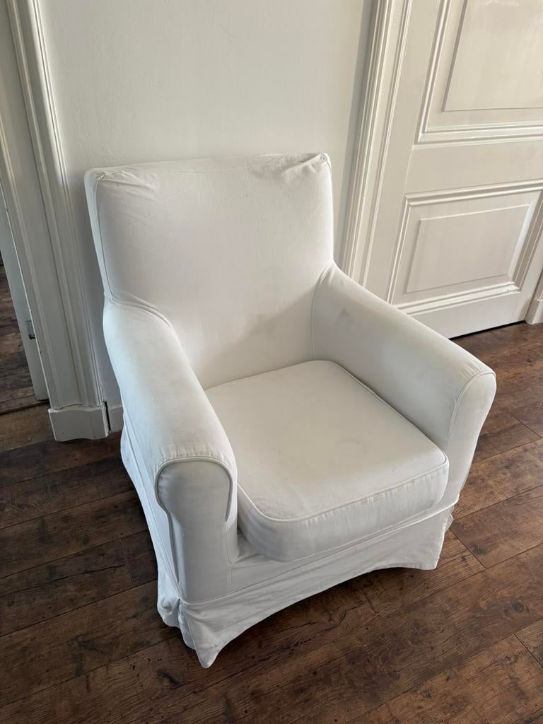 2 stoelen fauteuil van ikea Ektorp jennylund  met witte hoes, Ophalen, Gebruikt, 75 tot 100 cm, 50 tot 75 cm