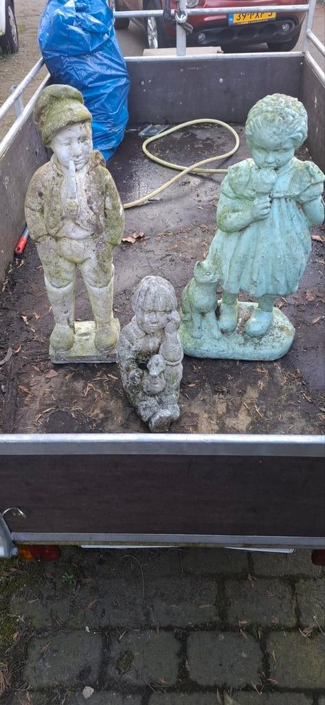 3 tuinbeelden, Ophalen, Gebruikt, Beton, Mensenbeeld