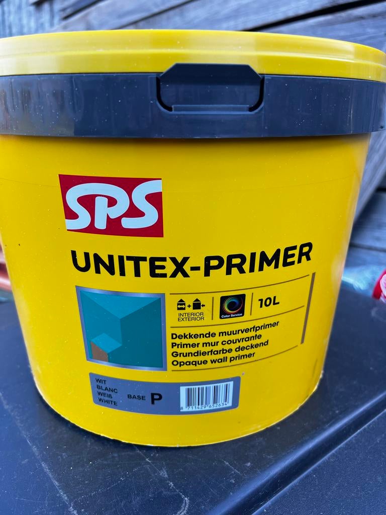 SPS Unitex Primer Wit - Dekkende Muurverfprimer 10L, Doe-het-zelf en Verbouw, Verf, Beits en Lak, Ophalen, Wit, Nieuw, Verf