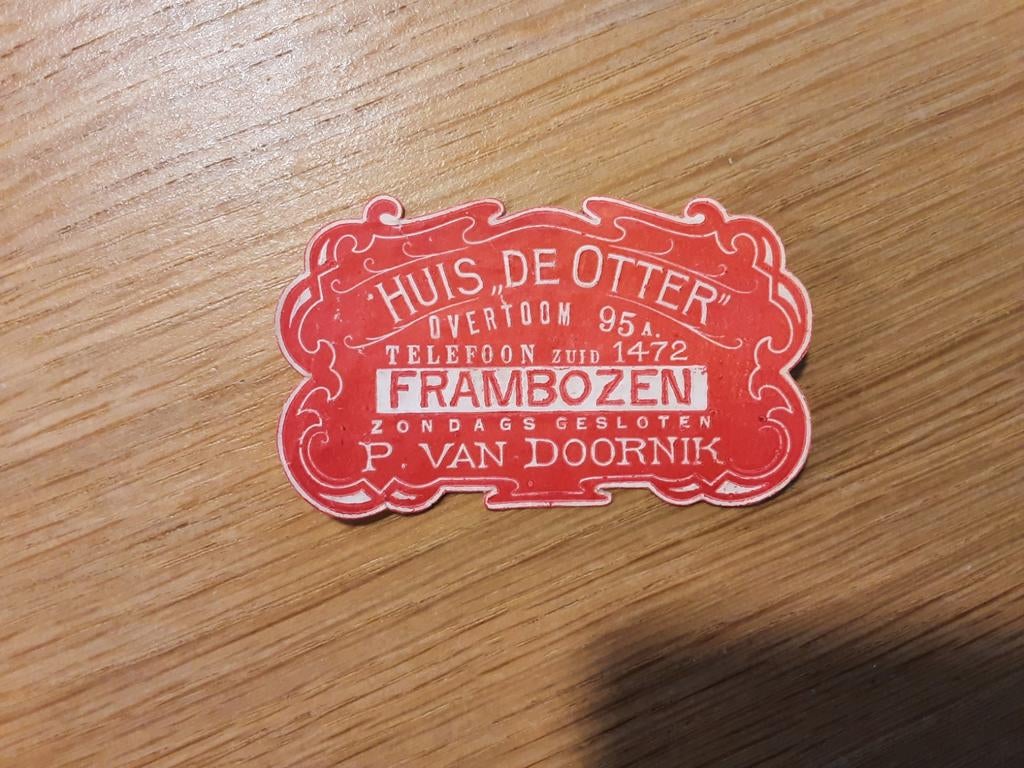 Sluitzegel etiket limonade ? Huis de Otter frambozen, Verzamelen, Ophalen of Verzenden, Gebruikt