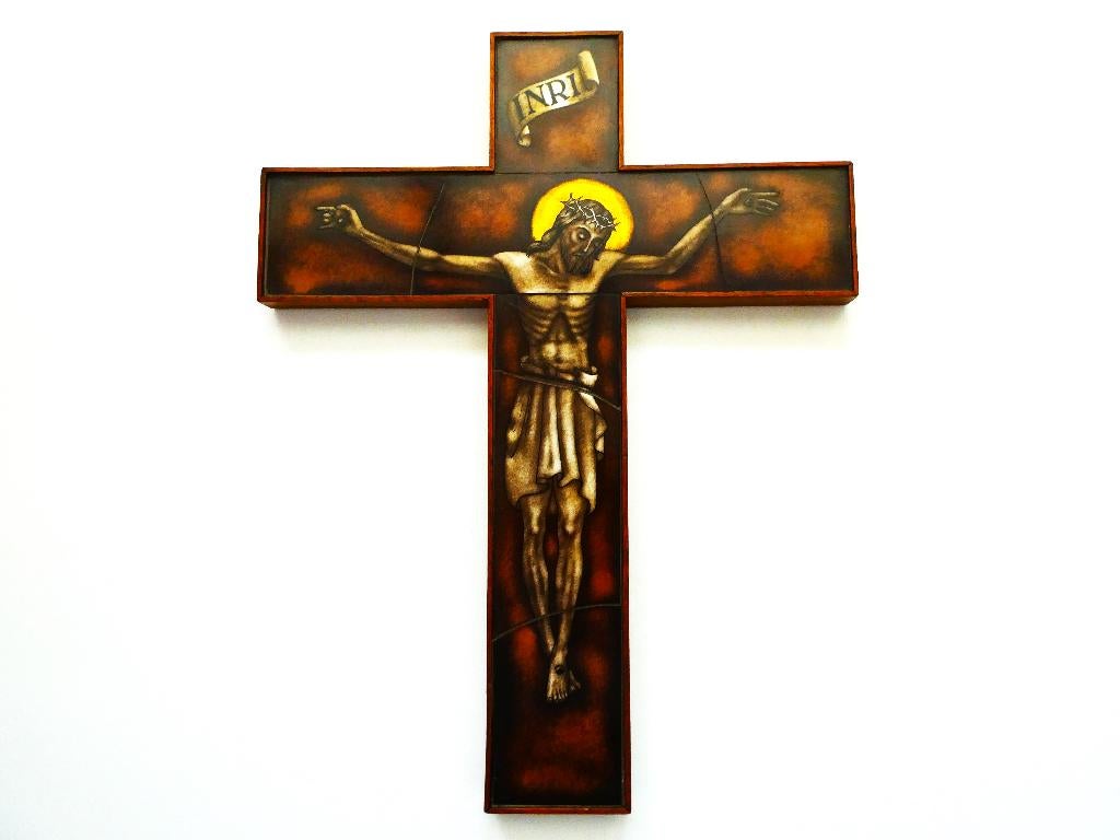 Opaline kruisbeeld kruis Gebr. van Paridon uit Amsterdam, Ophalen of Verzenden