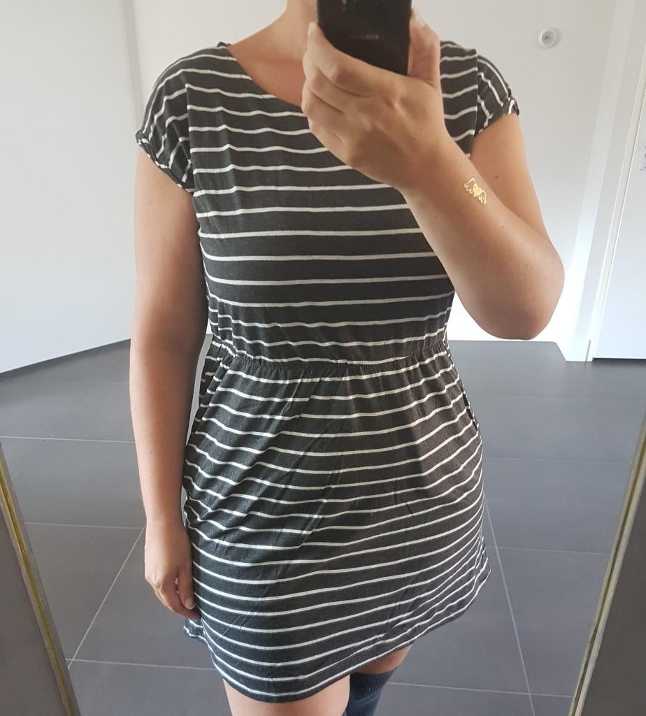 Lang Shirt Zwart Wit Gestreept Getailleerd M, Kleding | Dames, T-shirts, Maat 38/40 (M), H&M, Verzenden, Zwart