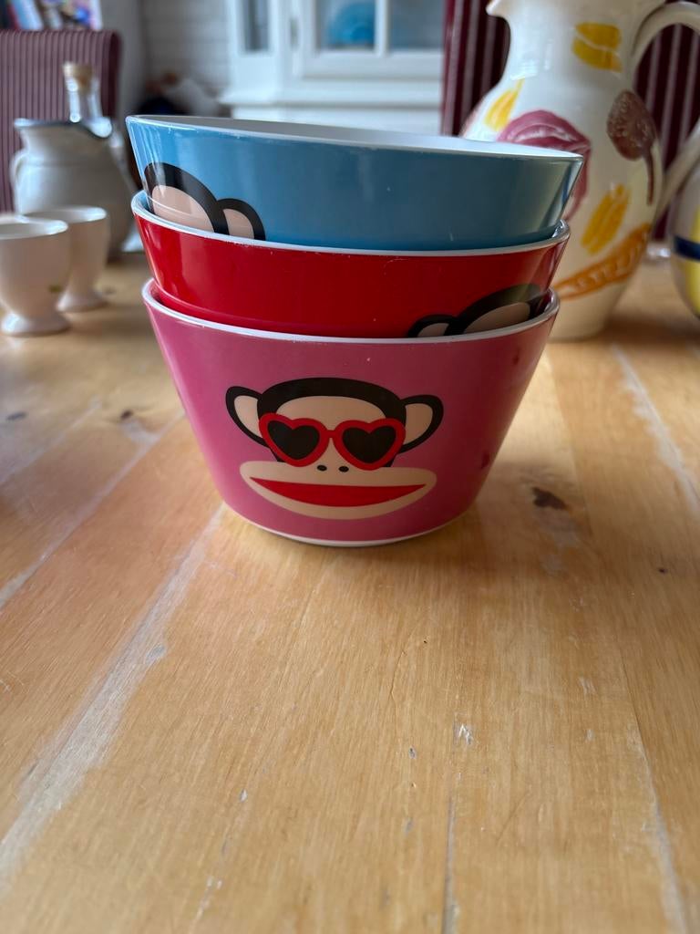 3 Paul Frank ontbijtkommen - Julius de aap, Ophalen of Verzenden, Gebruikt, Kom(men)