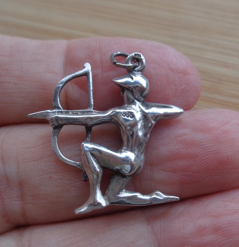 zilveren vintage hanger boogschutter [907], Verzenden, Zo goed als nieuw, Kruis of Symbool, Zilver