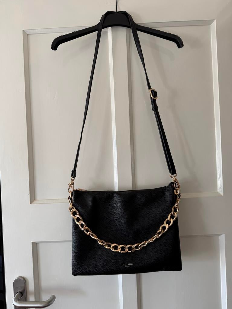 Otto Kern Berlin zwarte tas met gouden ketting, Ophalen of Verzenden, Zo goed als nieuw, Zwart, Schoudertasje