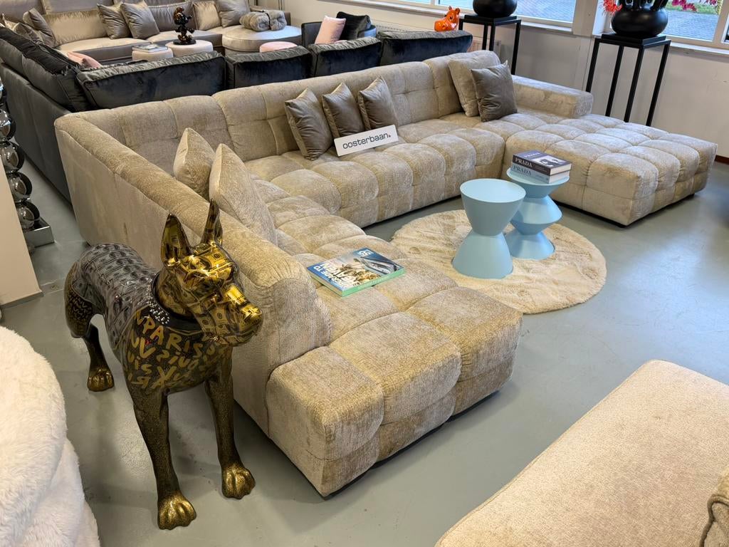 Luxe Velvet Teddy U-bank Yently 250x370x200cm NIEUW - Uniek, Info@oosterbaanwonen.nl, Venus 31 8448CE Heerenveen, Hoekbank, Ophalen of Verzenden