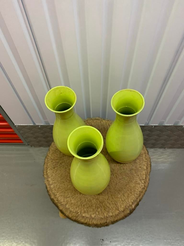 3 leuke vazen  aluminium hoogte 24cm, Huis en Inrichting, Woonaccessoires | Vazen, Ophalen, Overige materialen, Gebruikt, Minder dan 50 cm