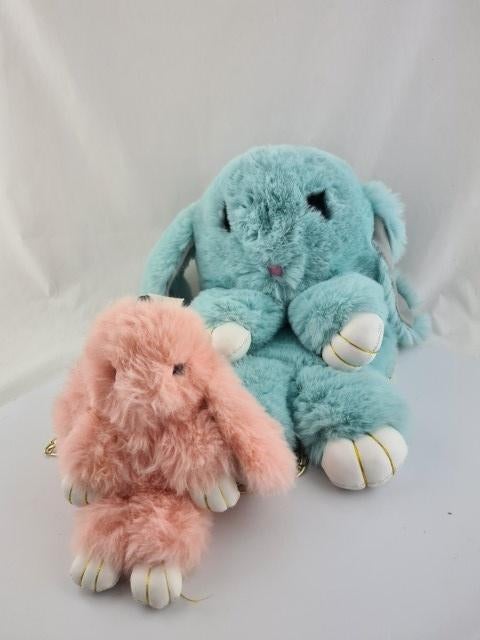 Rugtas blauw en knuffel roze, Overige karakters, Overige typen, Blauw, Ophalen of Verzenden