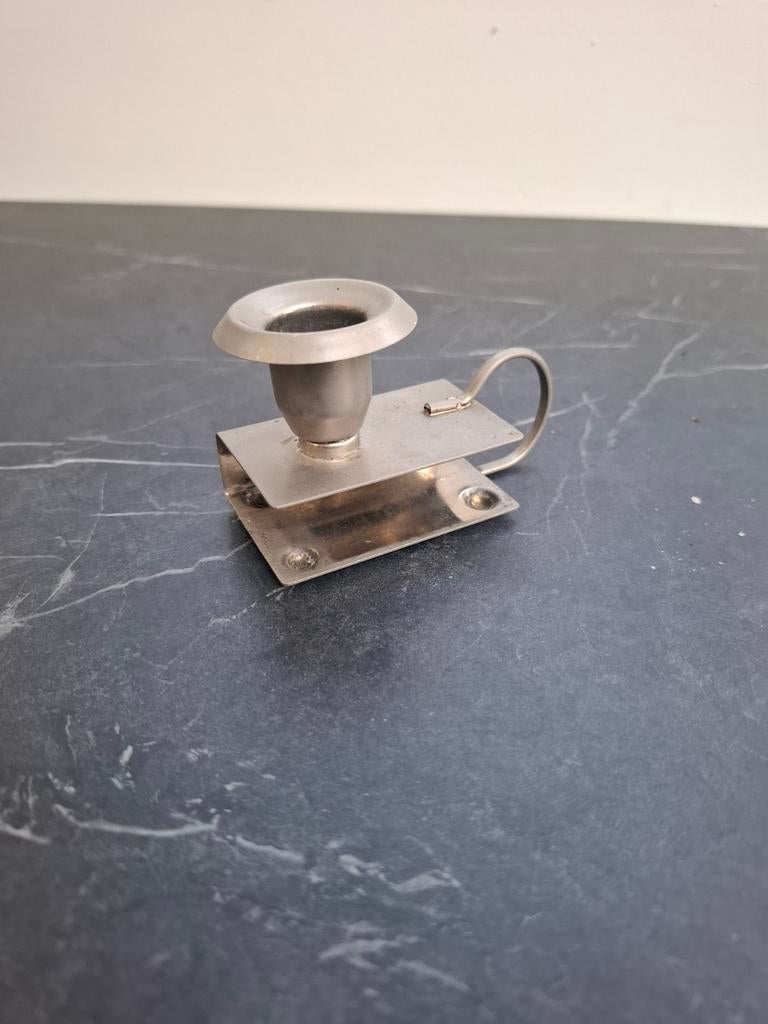 Kandelaar met houder voor luciferdoosje, Antiek en Kunst, Ophalen of Verzenden