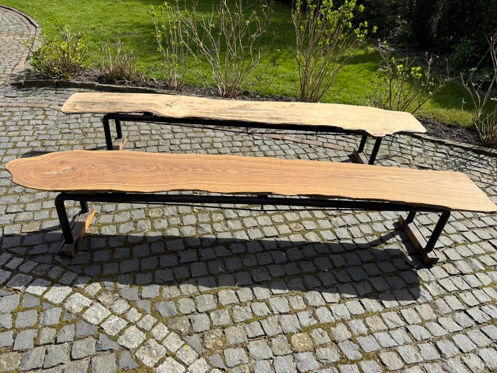 Boomstam bankjes, Ophalen, Gebruikt, Hout