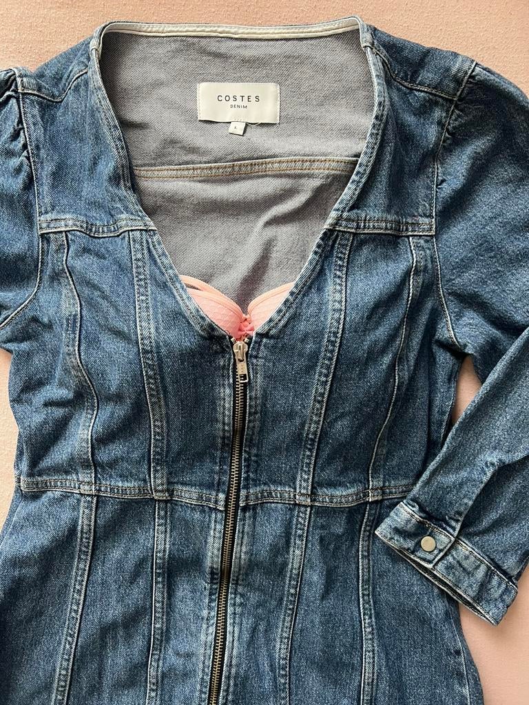 Jeansjurk Costes M-L, Ophalen of Verzenden, Zo goed als nieuw, Blauw, Boven de knie