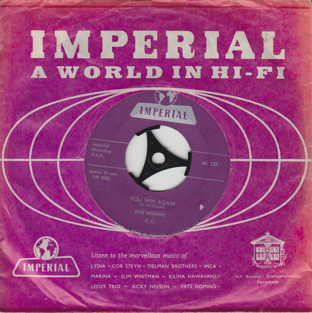 FATS DOMINO - You Win Again, Gebruikt, 7 inch, Single, Ophalen of Verzenden