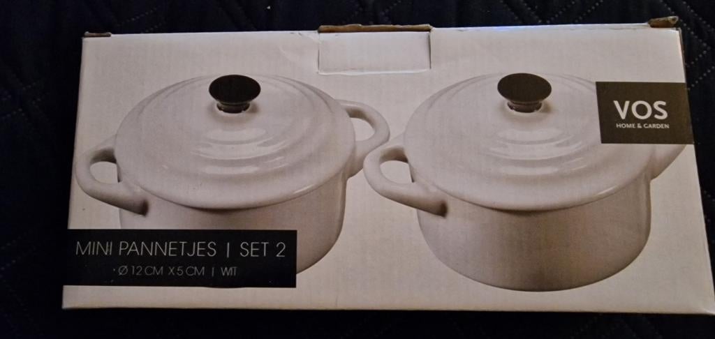 2 sets van 2 Mini Pannetjes - Wit en rood(Ø 12 CM x 5 CM), Ophalen of Verzenden, Nieuw, Overige materialen, Overige typen