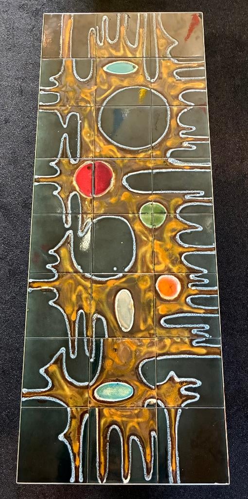 Belarti SALONTAFEL tegels groen geel VINTAGE retro jaren 70, Huis en Inrichting, Ophalen, Minder dan 50 cm, Gebruikt, 100 tot 150 cm