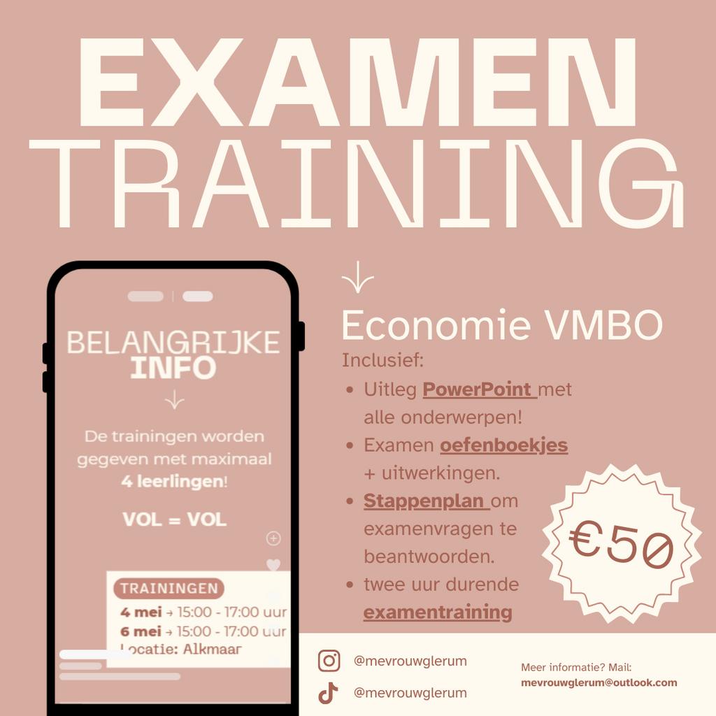 Examentraining economie VMBO!, 33 - 40 uur, Vanaf 10 jaar, Overige vormen