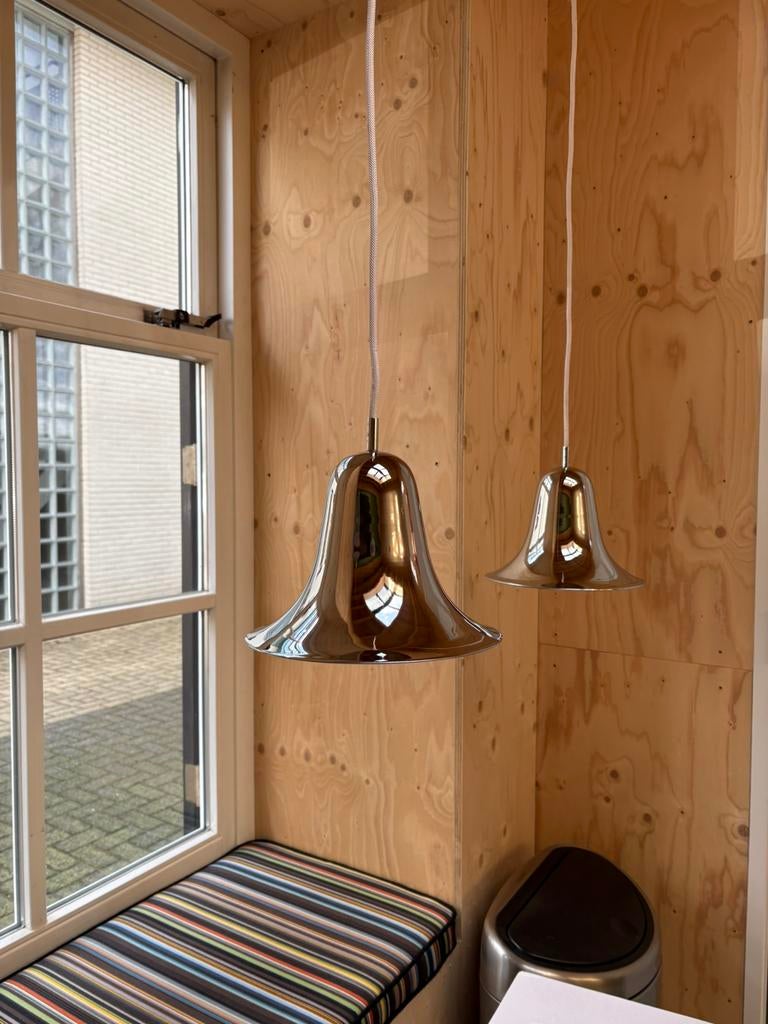 2x hanglamp Frandsen Lighting Pantop chroom Verner Panton, Huis en Inrichting, Lampen | Hanglampen, Frandsen Verpan Verner Panton Louis Poulsen