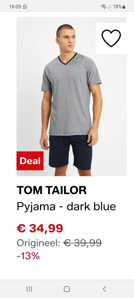 Tom Tailor Pyjama Set - Heren maat M, Ophalen of Verzenden, Zo goed als nieuw, Maat 48/50 (M), Tom Tailor