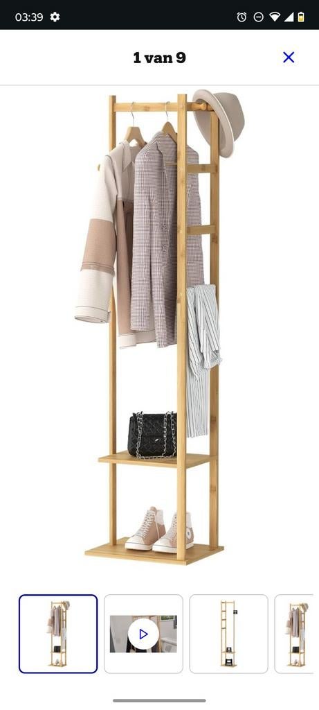 Kleding rek / kapstok bamboe nieuw in doos, Ophalen of Verzenden, Nieuw