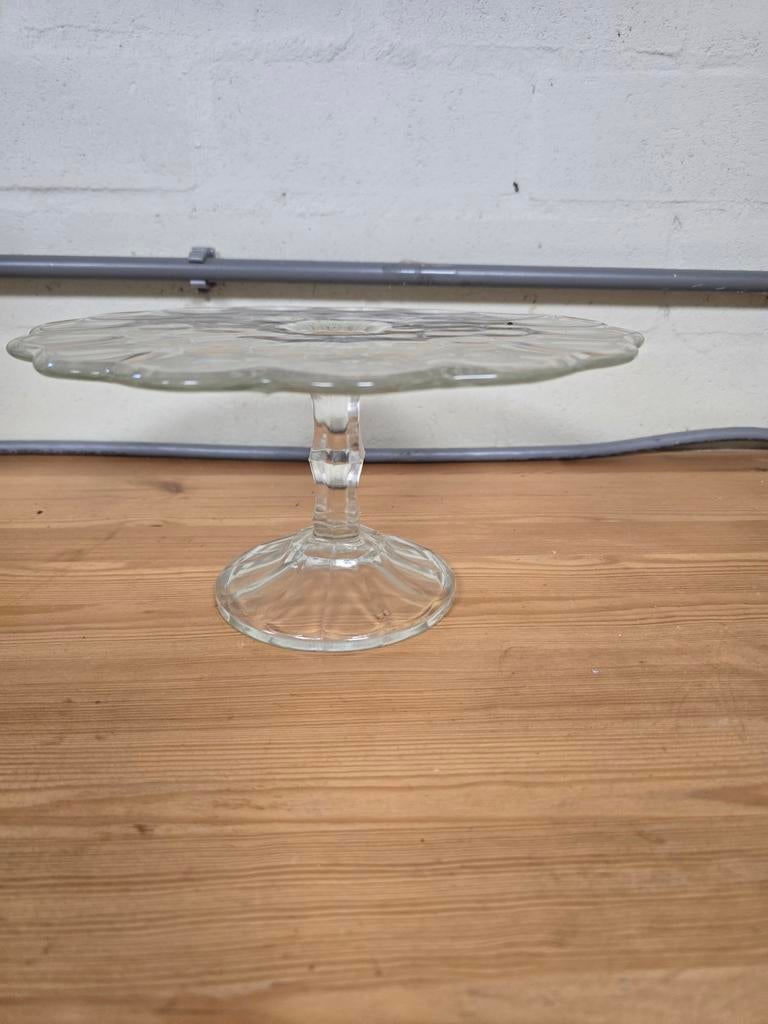 Vintage Glazen Taartplateau Hoog Model, Antiek en Kunst, Ophalen of Verzenden