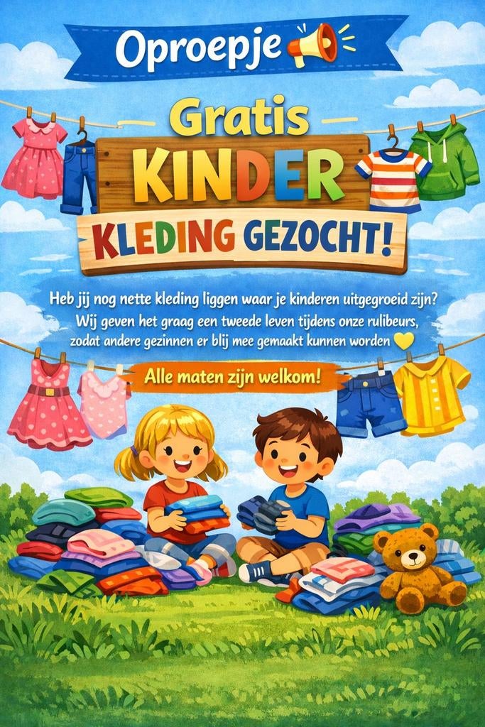 Gratis Kinderkleding Gezocht  voor onze ruilbeurs, Ophalen, Gebruikt, Diverse merken, Jongen of Meisje
