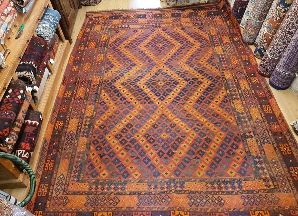 Handgeweven oosterse wollen kelim 387x262, Info@SlatsAntiek.nl, Crème, Vof Slats Antiek, Ophalen of Verzenden