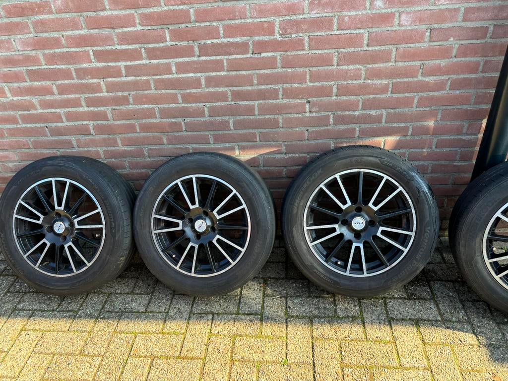215 55 16 hankook zomerbanden 4x108 steek lichtmetaal, Ophalen, Gebruikt