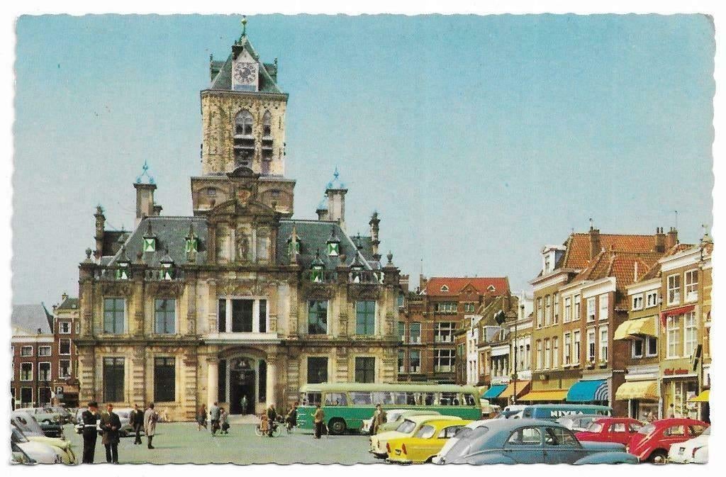 AK Delft - Markt met Stadhuis, Verzenden, 1960 tot 1980, Ongelopen, Zuid-Holland