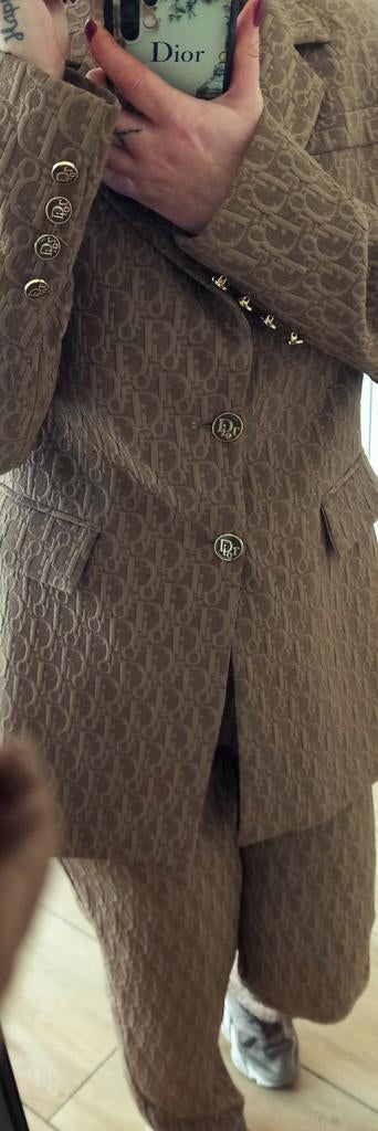 Mooi luxe pak, Kostuum of Pak, Bruin, Maat 42/44 (L), Ophalen of Verzenden