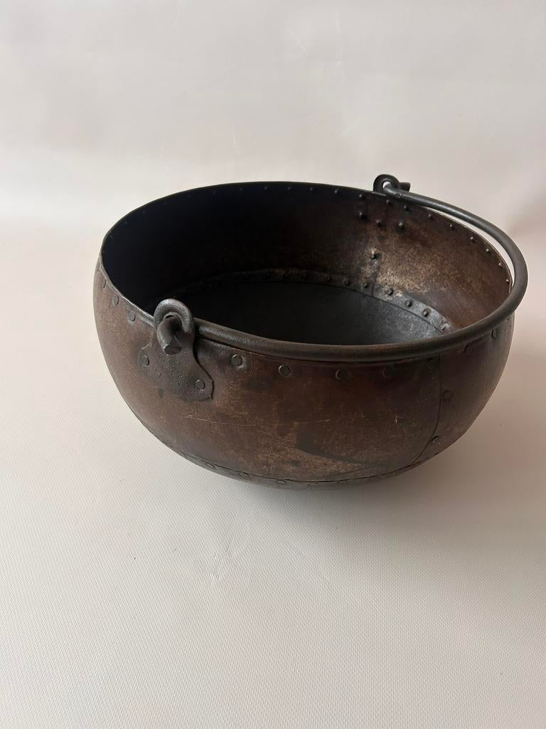 Antieke koperen ketel met hengsel brocant, Antiek en Kunst, Antiek | Koper en Brons, Ophalen of Verzenden, Koper