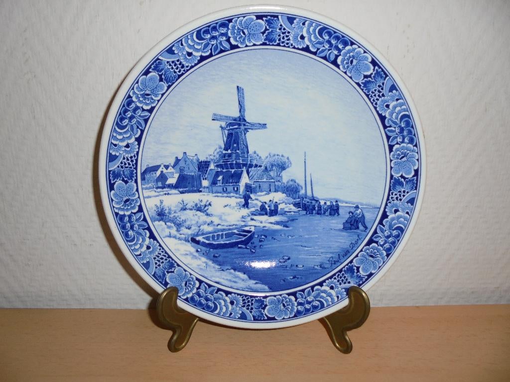 Delfsblauwe Hollans landschap 24 cm 1991, Antiek en Kunst, Ophalen of Verzenden
