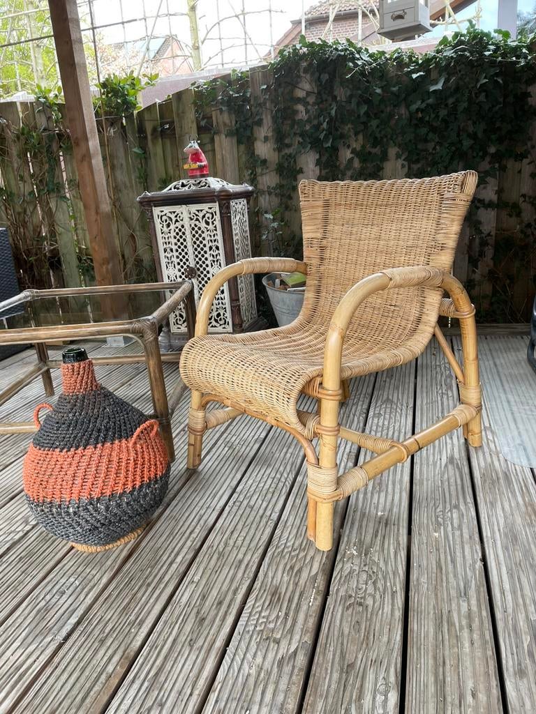 Rotan stoel, Huis en Inrichting, Stoelen, Ophalen of Verzenden, Zo goed als nieuw, Bruin, Eén