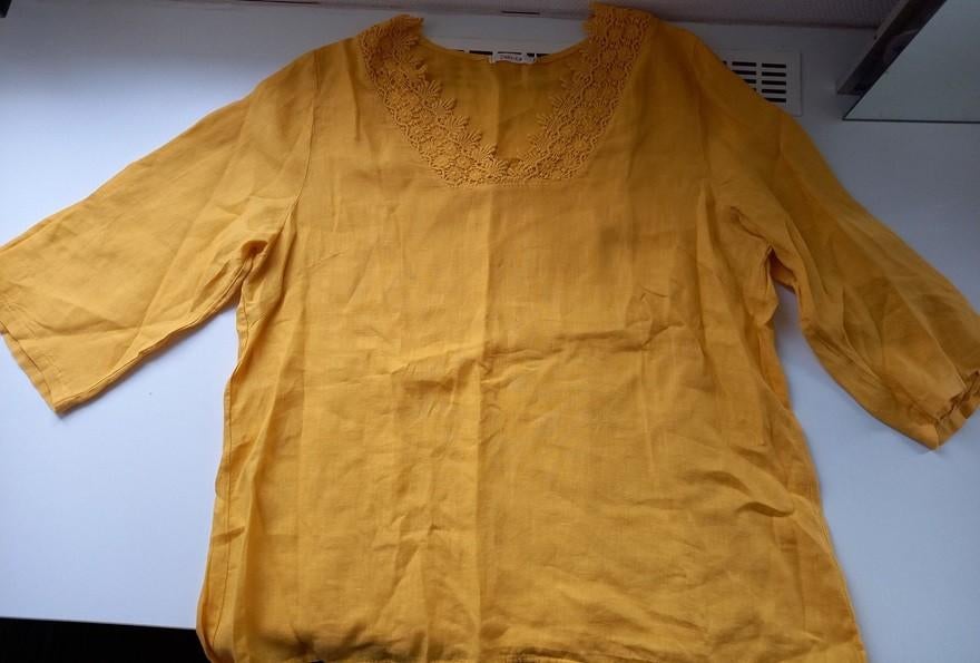 PAPRIKA mooie gele linnen blouse tuniek, maat 3 40-42, Verzenden, Geel, Maat 42/44 (L), Zo goed als nieuw