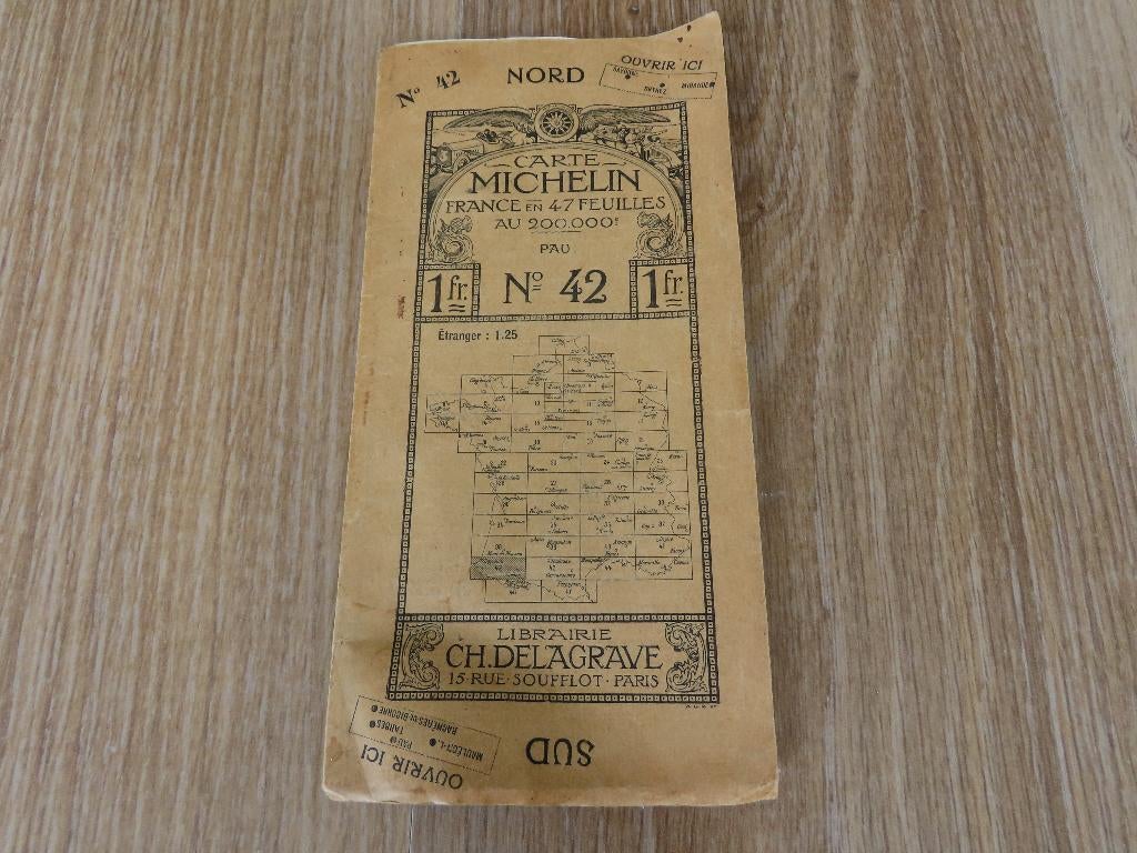 antieke kaart Carte Michelin No 42 Pau, ca 1910 Delagrave, Gelezen, Verzenden, Frankrijk, Landkaart