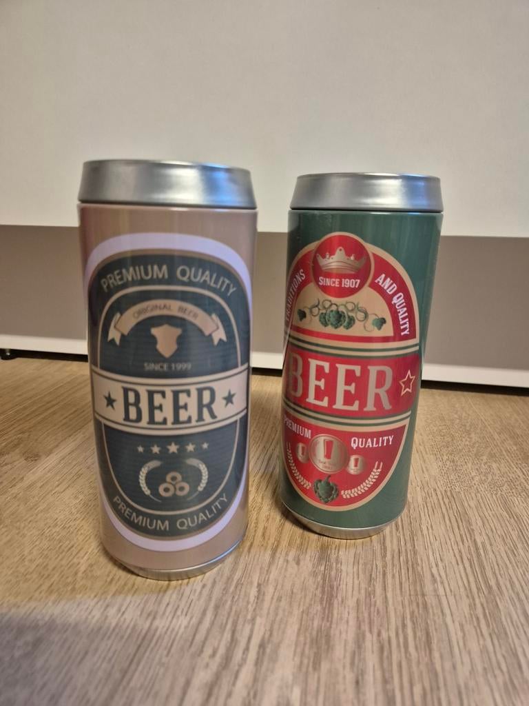 Blikken bier spaarpot, Verzamelen, Spaarpotten, Ophalen of Verzenden