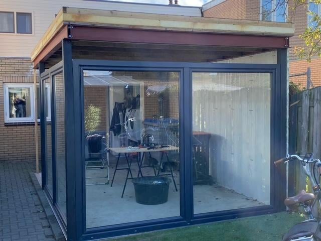 2 DELIGE KANTEL SCHUIFPUIEN IN KUNSTSTOF ANTRACIET GRIJS, Kunststof, Deurkozijn, 225 cm of meer, Nieuw