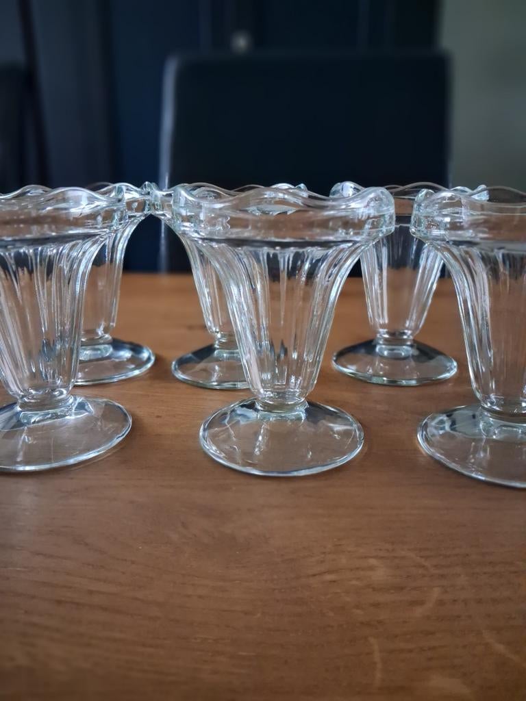 VINTAGE ijscoupes - 6 stuks - geproduceerd in Frankrijk, Verzamelen, Ophalen of Verzenden, Huis en Inrichting