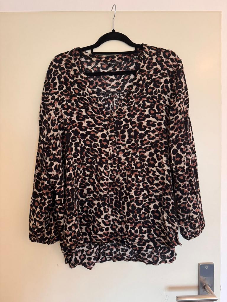 Panterprint blouse van ms mode maat 48 €7,50 koopje!!, Ophalen of Verzenden, Zo goed als nieuw, Bruin, Blouse of Tuniek