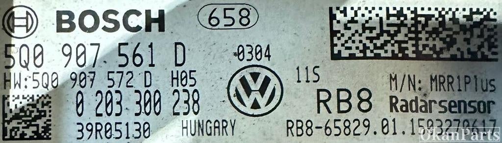 VW Volkswagen Golf 7 ACC radarsensor 5Q0907561D, Ophalen of Verzenden, Gebruikt